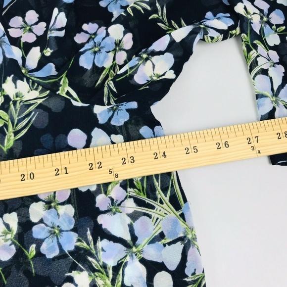 J Jill Floral Sheer V Neck Long Sleeve Blouse XL - Picture 3 of 6